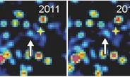 <p>Series of infrared images showing the central region of our Milky Way galaxy. The gas cloud (indicated by an arrow) is unambiguously detected up to 2012, in the latest images however its surface brightness is too low for a firm detection.</p>