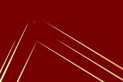 The ARGOS laser constellation as seen by a test telescope. For each of the twin telescopes of LBT the laser bundles resolve into three individual beams. At about 30 km above ground, the visible scattering ends at the top of the earth’s atmosphere.