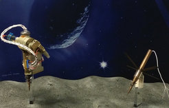 Modell der am MPE entwickelten Harpune für den Lander Philae.