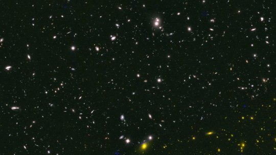 This colour composite image shows a small part of the CANDELS mosaic. Stijn Wuyts uses this survey and other observations to study the stellar populations and structure of galaxies at a lookback time of about 10 billion years.