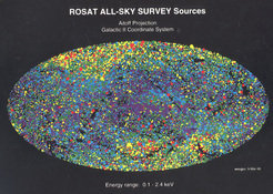 ROSAT surveyed the whole sky for the first time with an imaging X-ray telescope, yielding a total of more than 100,000 X-ray sources.