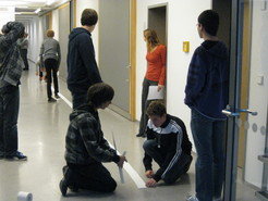 A scale model of the solar system on toilet paper - the students calculated and measured eagerly.