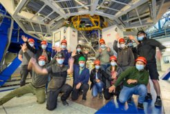 The integration team after successfully mounting ERIS to the Cassegrain focus ofUT4 at the VLT. For more details visit https://www.mpe.mpg.de/7912661/news20221123
