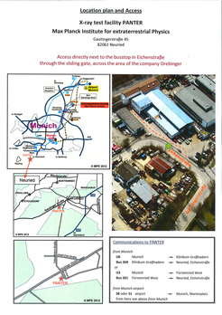 Information and maps how to reach the PANTER test facility of the MPE