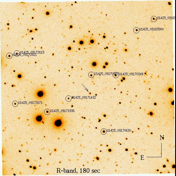 R-band USNO star positions