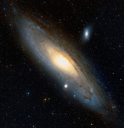 Messier 31 (NGC 224), the neighbour of our Milky Way with a large classical bulge. As was shown by Bender, Kormendy and collaborators in 2005, this galaxy contains a black hole of 140 million solar masses, about 40 times bigger than the black hole in our own Galaxy (Astrophysical Journal 631, 280).