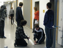 A scale model of the solar system on toilet paper - the students calculated and measured eagerly.