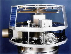Die Satellitenstruktur mit Gewichtsmodellen der wissenschaftlichen Experimente