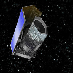 Künstlerische Darstellung des Euclid-Satelliten im All.
