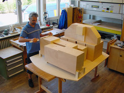 Wooden model of the eROSITA telescope lid
