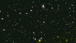 This colour composite image shows a small part of the CANDELS mosaic. Stijn Wuyts uses this survey and other observations to study the stellar populations and structure of galaxies at a lookback time of about 10 billion years.