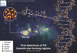 Mehrere molekulare Spezies (Methanol, Methylformiat ...) wurden bereits von Astronomen in Gaswolken im All identifiziert. Nun konnte zum ersten Mal das präbiotische Molekül PO in den Sternentstehungsgebieten W51 e1/e2 und W3 (OH) nachgewiesen werden.