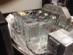 View inside the GRAVITY instrument during construction. You can see three of the four fibre couplers.