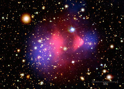 This image shows the ‘bullet cluster’ in X-rays, one of the galaxy clusters analysed in the recent sample.