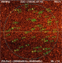 X-ray images in units of count rates for the 1378 sky fields are available as pdf documents. The figure shows the image for field 930101.