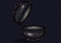 Diese künstlerische Darstellung zeigt einen Ausschnitt aus einem Teil des Universums, das SDSS-V untersuchen wird.
SDSS-V wird Millionen von Sternen vermessen, um eine Karte der gesamten Milchstraße zu erzeugen. Weiter draußen wird es den bisher detailliertesten Blick auf die nächstgelegenen Galaxien Andromeda und die Große Magellansche Wolke werfen. In noch größerer Entfernung wird es Quasare untersuchen, helle Lichtquellen, die durch einfallende Materie auf Schwarze Löcher entstehen.
