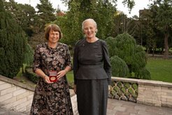Professor Ewine van Dishoeck, External Scientific Member at the MPE, receives the Niels Bohr International Gold Medal, which was presented by Queen Margrethe II.