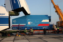 Spektr-RG mit eROSITA an Bord wird nach Baikonur transportiert.
