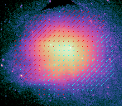 In the same why as the first figure, this image shows the bright, nearby, and massive Coma galaxy cluster in X-rays. Coma’s density is relatively even across its area; it appears to comprise two major sub-clusters that are slowly merging together.