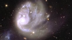 This image shows an area of the mosaic released by ESA’s Euclid space telescope. The area is zoomed in 600 times compared to the large mosaic. This In this image, a single spiral galaxy is visible in great detail in cluster Abell 3381, 470 million light-years away from us. This image shows 0.0003% of the initial image of 208 gigapixels, i.e. 1/330 000 of the area of the main Euclid mosaic.